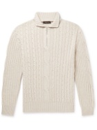Loro Piana - Cable-Knit Baby Cashmere and Linen-Blend Half-Zip Sweater - Neutrals