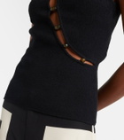 SIR Chiara cutout cotton-blend bouclé tank top