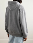 Dolce&Gabbana - Leather-Trimmed Logo-Appliquéd Cotton-Jersey Hoodie - Gray