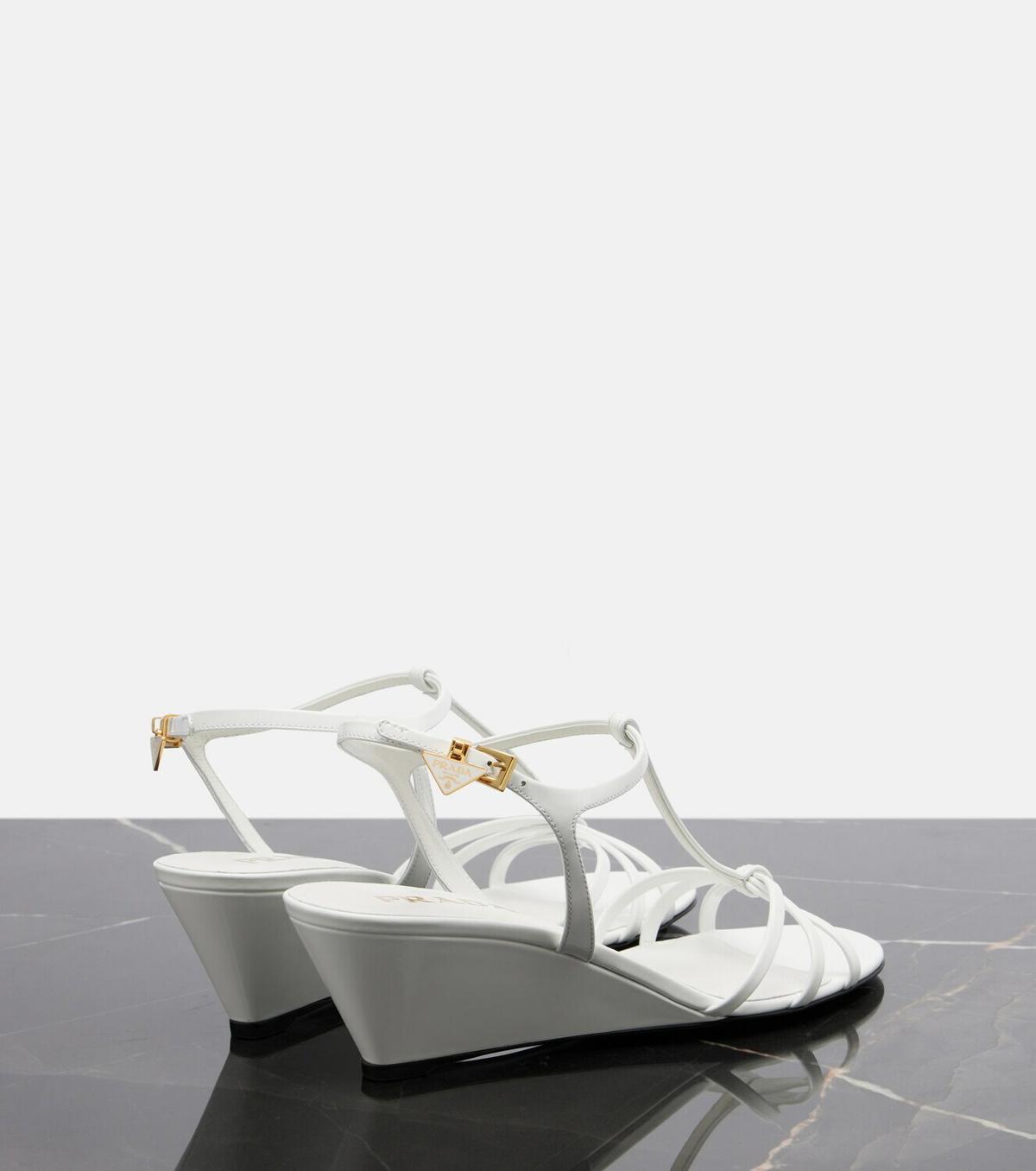 Prada Patent leather wedge sandals