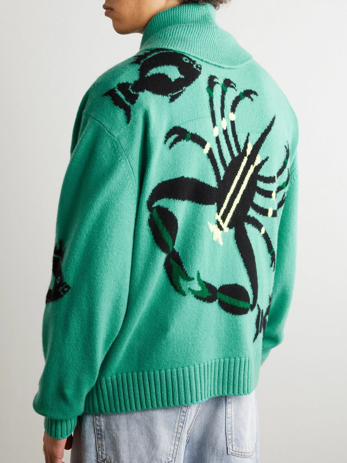 The Elder Statesman - Sealife Jacquard-Knit Cashmere Zip-Up ...