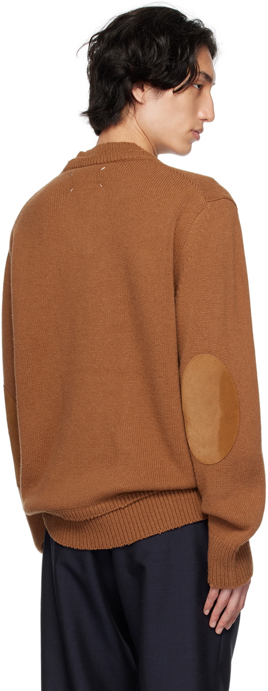 Maison Margiela Tan Elbow Patch Sweater Maison Margiela