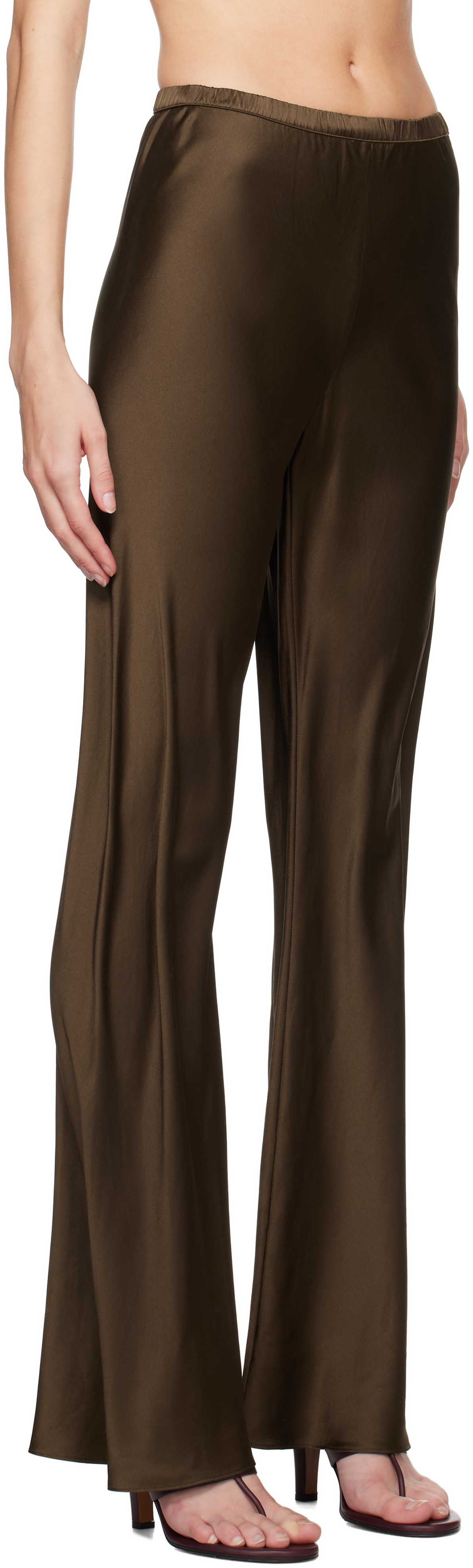 Silk Laundry Brown Bias Cut Lounge Pants