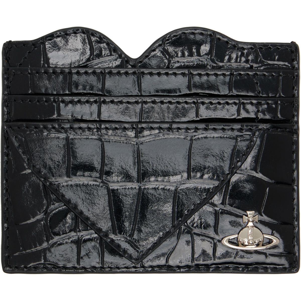 Vivienne Westwood Black Croc Heart Card Holder