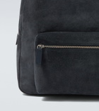 Kiton Leather-trimmed suede backpack