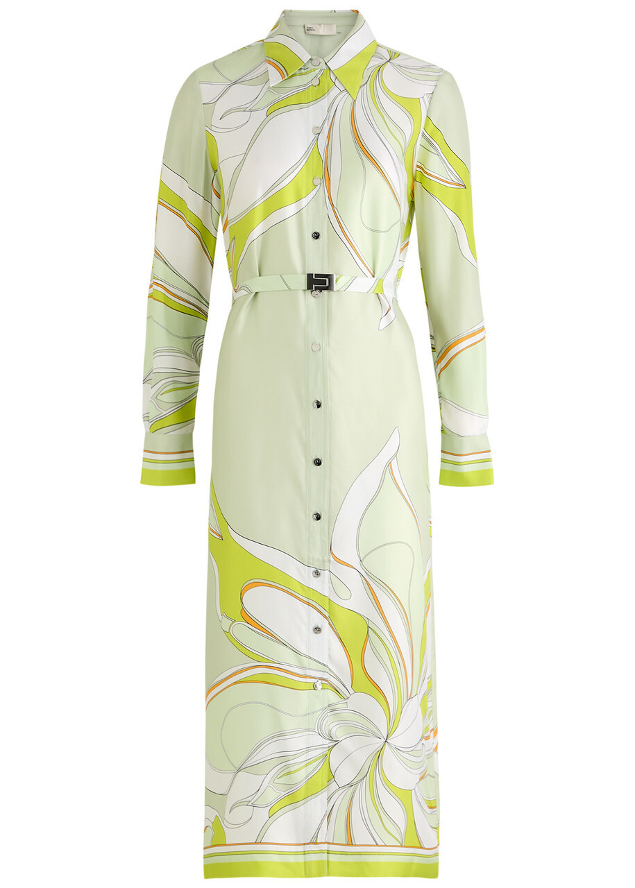 Tory Burch Printed Silk-satin Shirt Dress Green Tory Burch Tory Burch Printed Silk-satin Shirt Dress Green Tory Burch