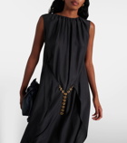 Loewe Chain-detail ruched silk midi dress