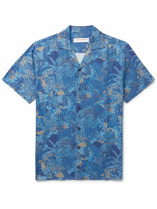 Photo: Orlebar Brown - Travis Slim-Fit Camp-Collar Printed Woven Shirt - Blue