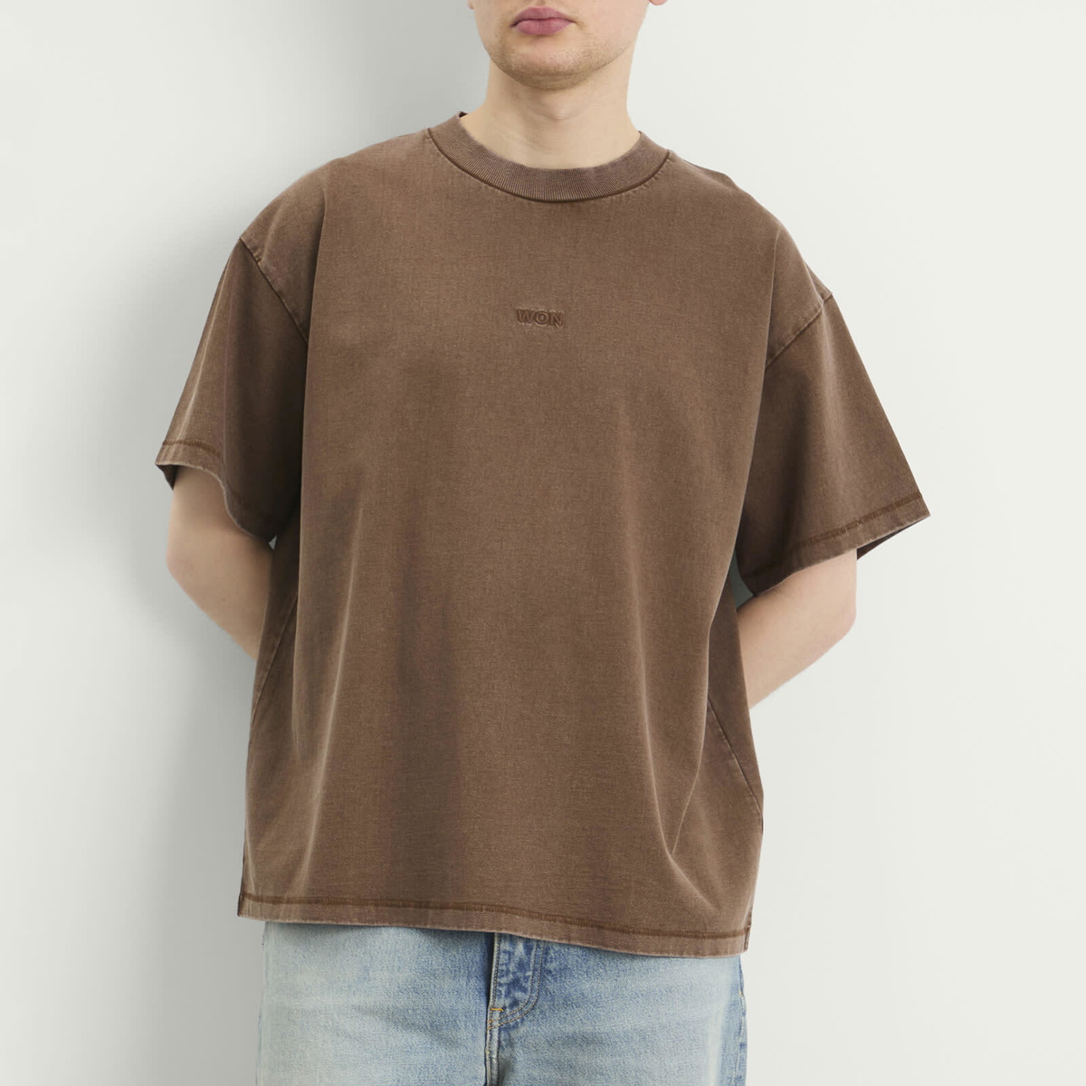 Won Hundred Men's Staff Boxy T-Shirt in Washed Carafe Brown