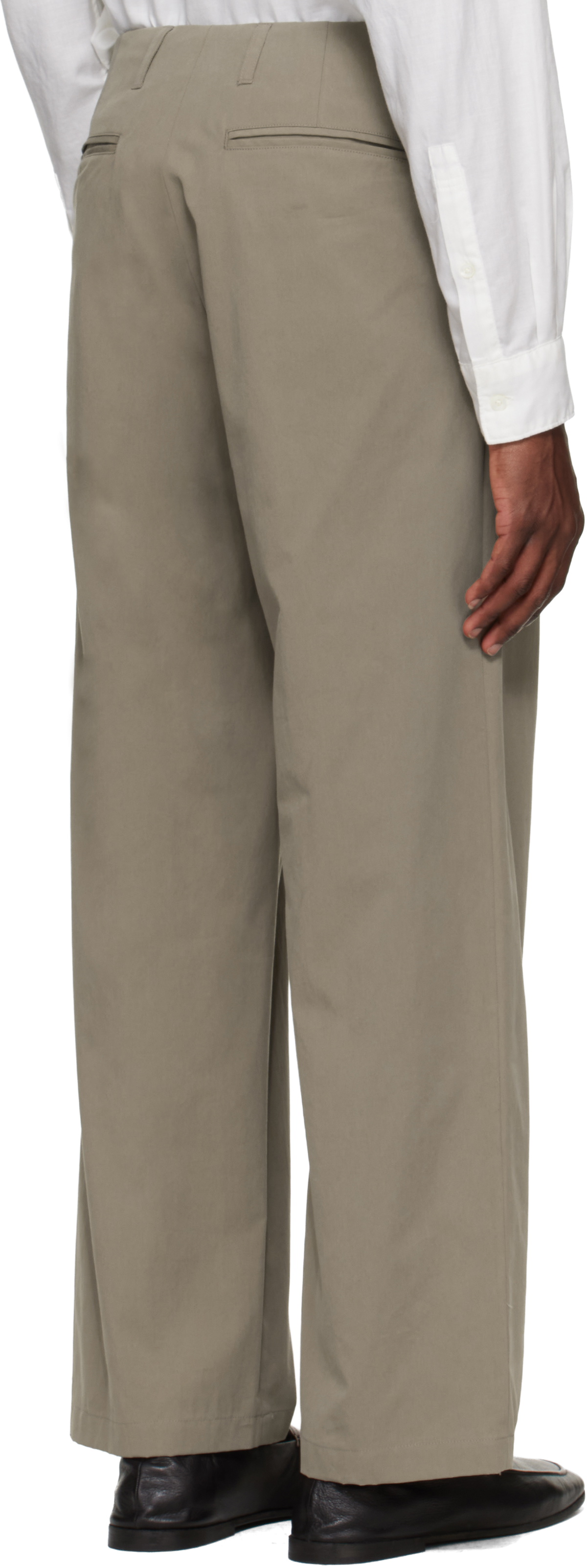 YOKE Beige 1-Pleat Trousers