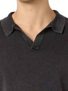 MC2 Saint Barth Black Buttonless Knitted Polo Shirt Sloan With Vintage Treatment