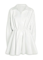 Norma Kamali Faux Patent Leather Mini Shirt Dress White