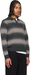 Dime Black & Brown Striped Rugby Sweater