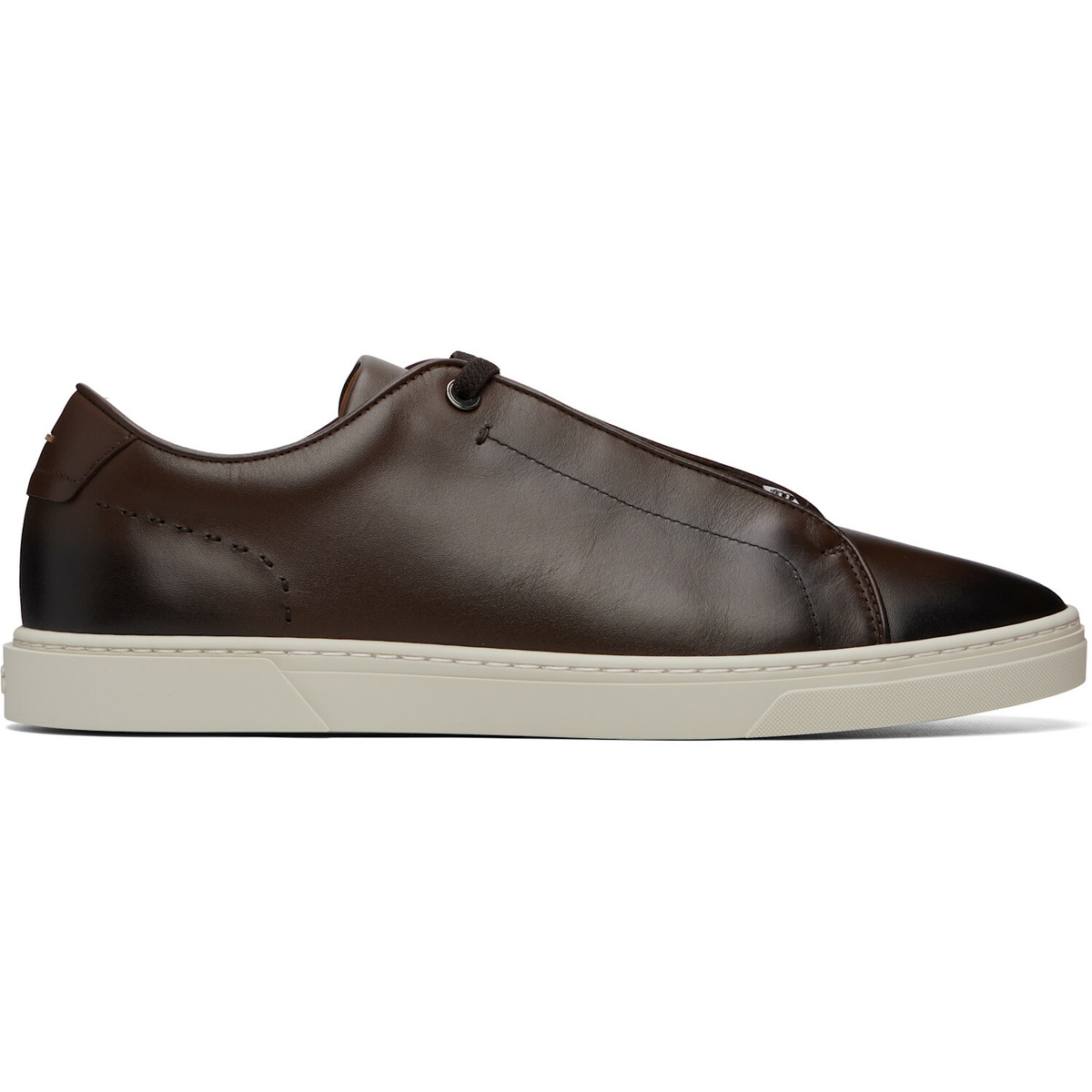 BOSS Brown Gary Brushed Leather Sneakers