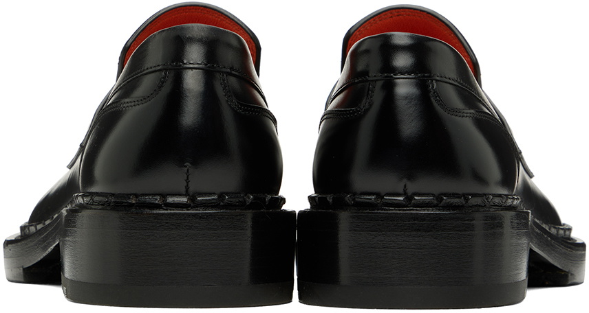 Santoni Black Leather Loafers