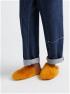 Loewe - Leather-Trimmed Shearling Slippers - Yellow