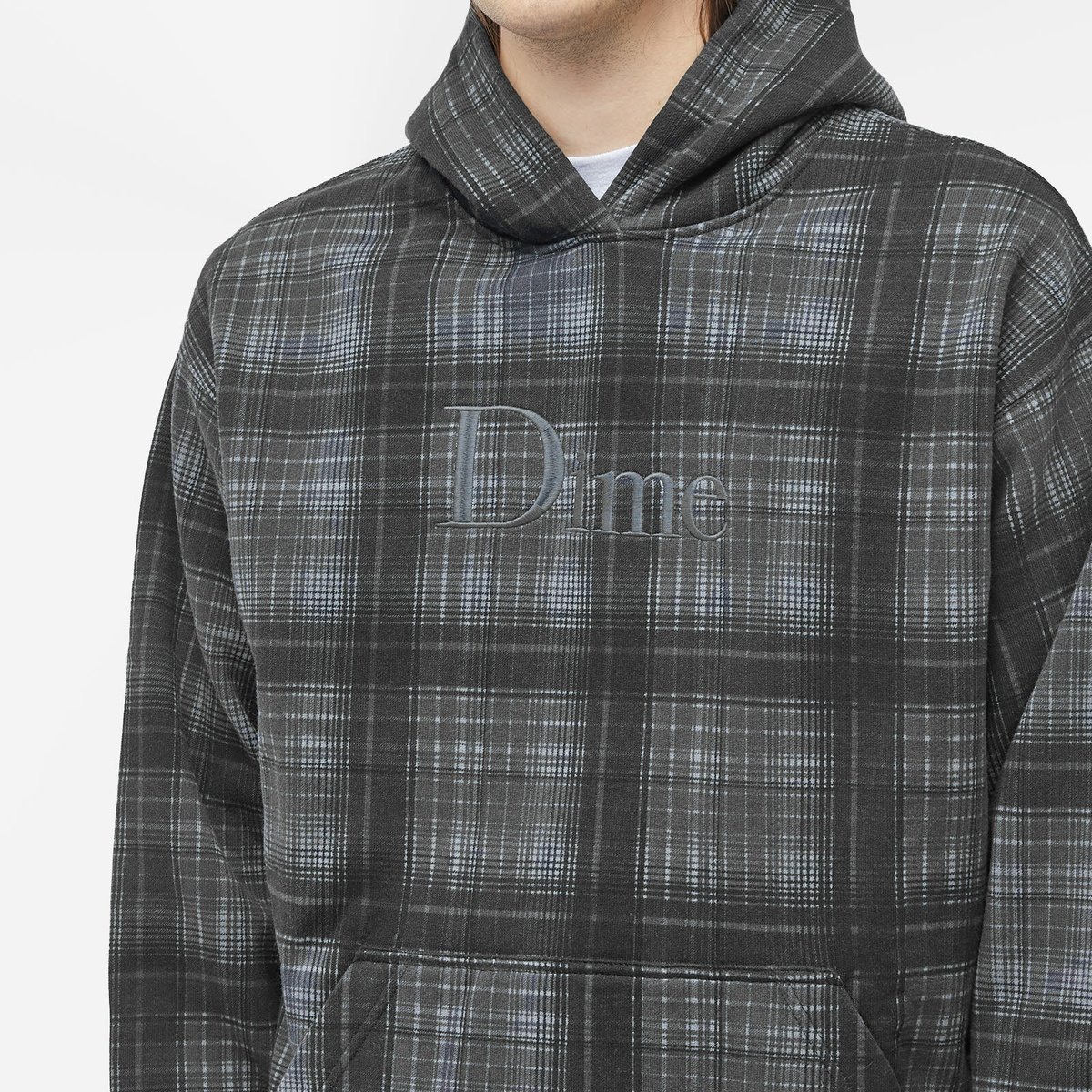 Dime PLAID HOODIE【送料込】 Dime Men's Plaid Hoodie in Black Dime