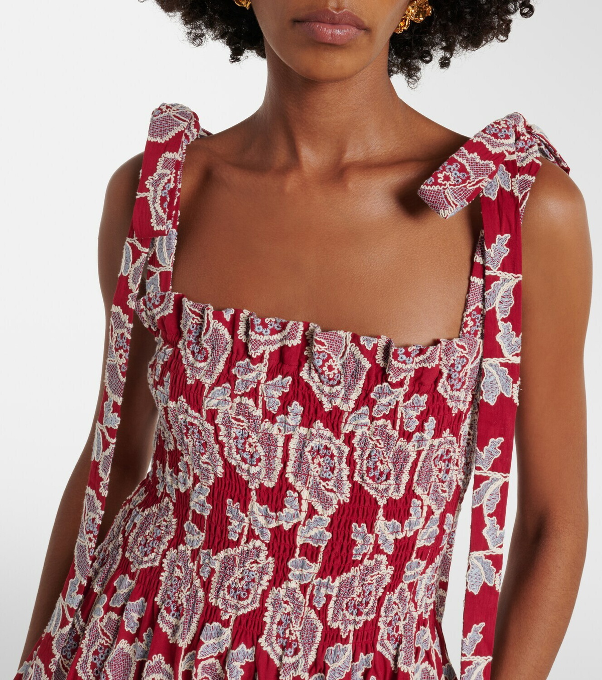 Erdem Floral cotton-blend lace midi dress
