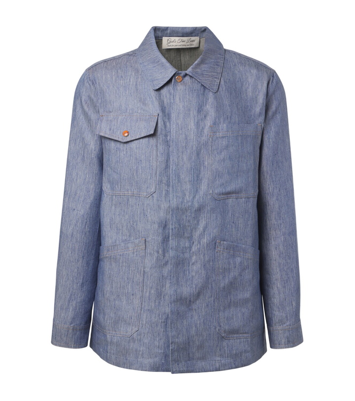 Photo: God's True Cashmere Linen denim jacket with carnelian