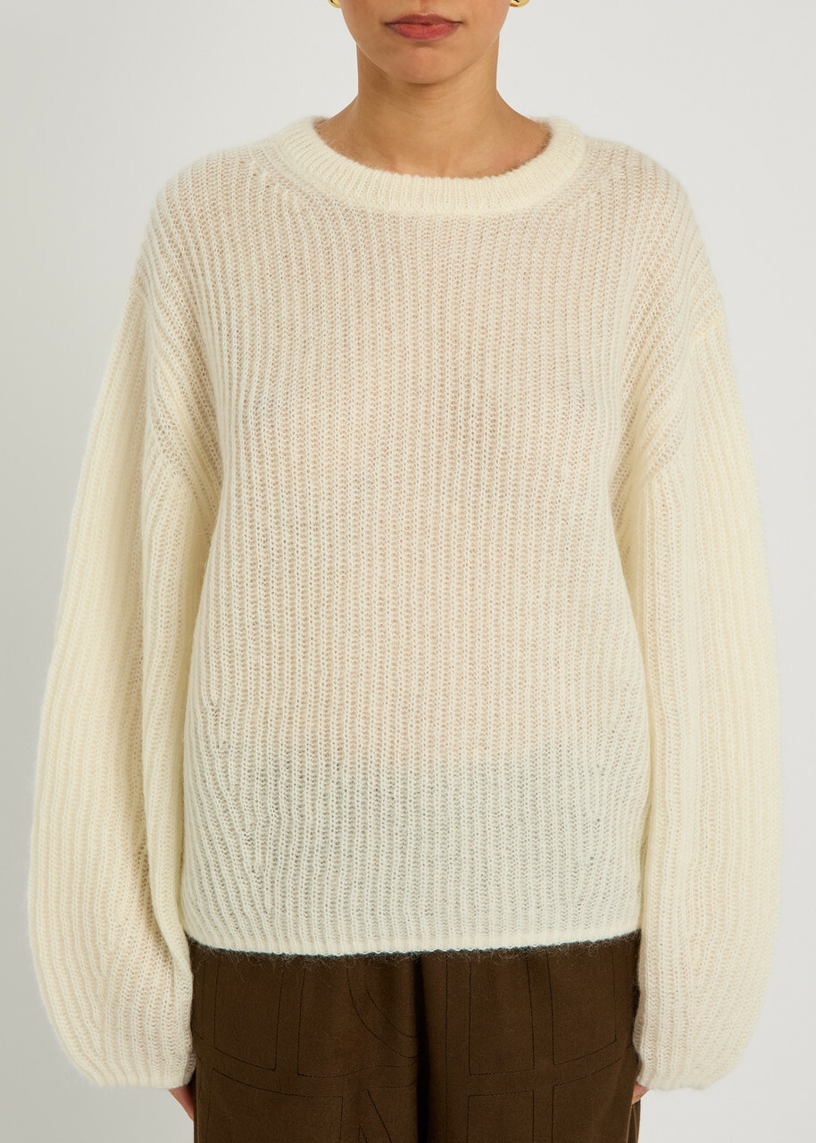 Toteme Ribbed-knit Mohair-blend Jumper Ecru
