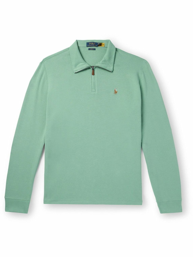 Photo: Polo Ralph Lauren - Logo-Embroidered Cotton Half-Zip Sweater - Green