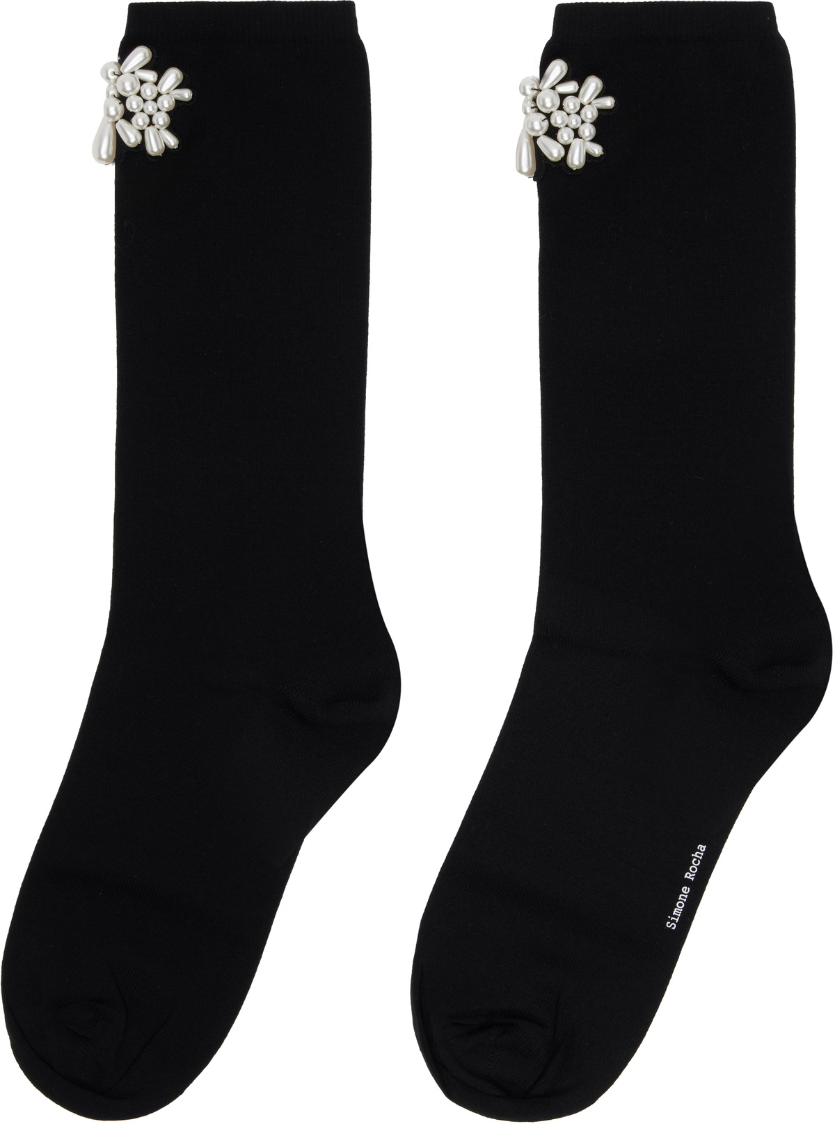 Simone Rocha Black Beaded Flower Cluster Socks