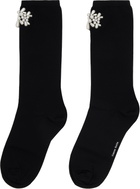 Simone Rocha Black Beaded Flower Cluster Socks