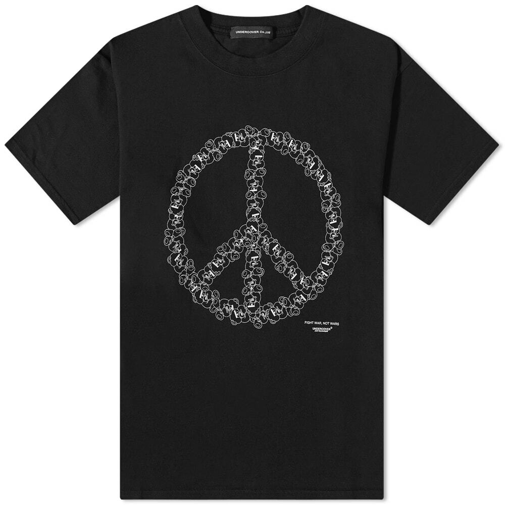 UNDERCOVERISM フェイス TシャツANARCHY&PEACE Undercover Men's Peace Sign T-Shirt in Black Undercover