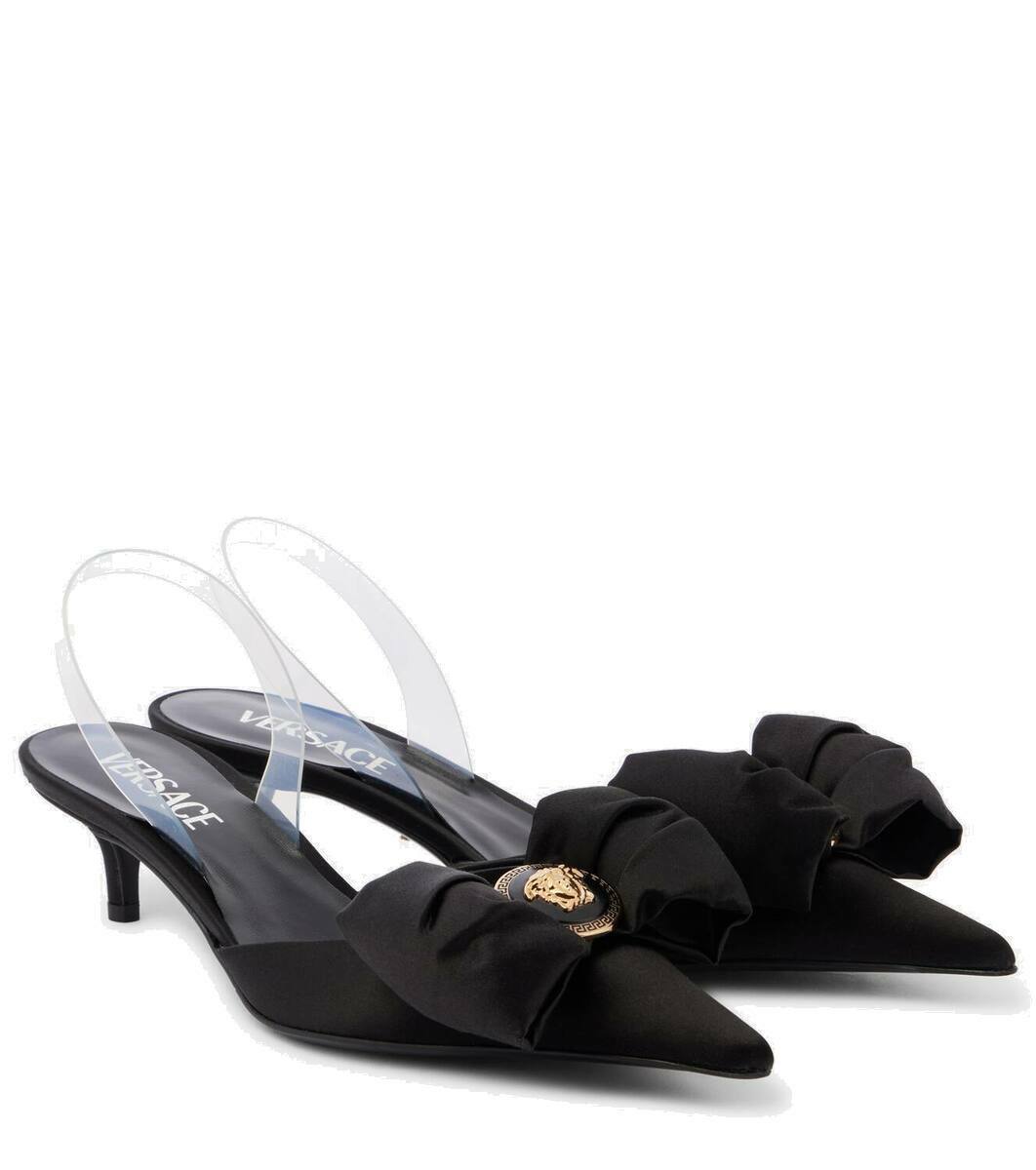 Versace Alia 45 satin slingback pumps Versace