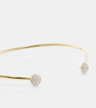 Stone and Strand Dainty Mirror Ball 10kt gold cuff bracelet with diamonds