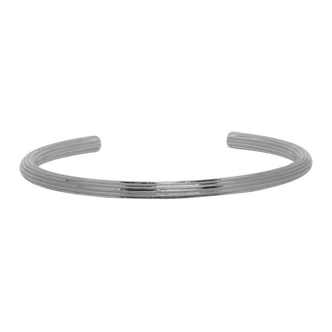 Photo: Saint Laurent Silver Fine Stripes Bangle Bracelet