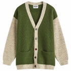 Country Of Origin Men's Regent Panel Knit Cardigan in Forest