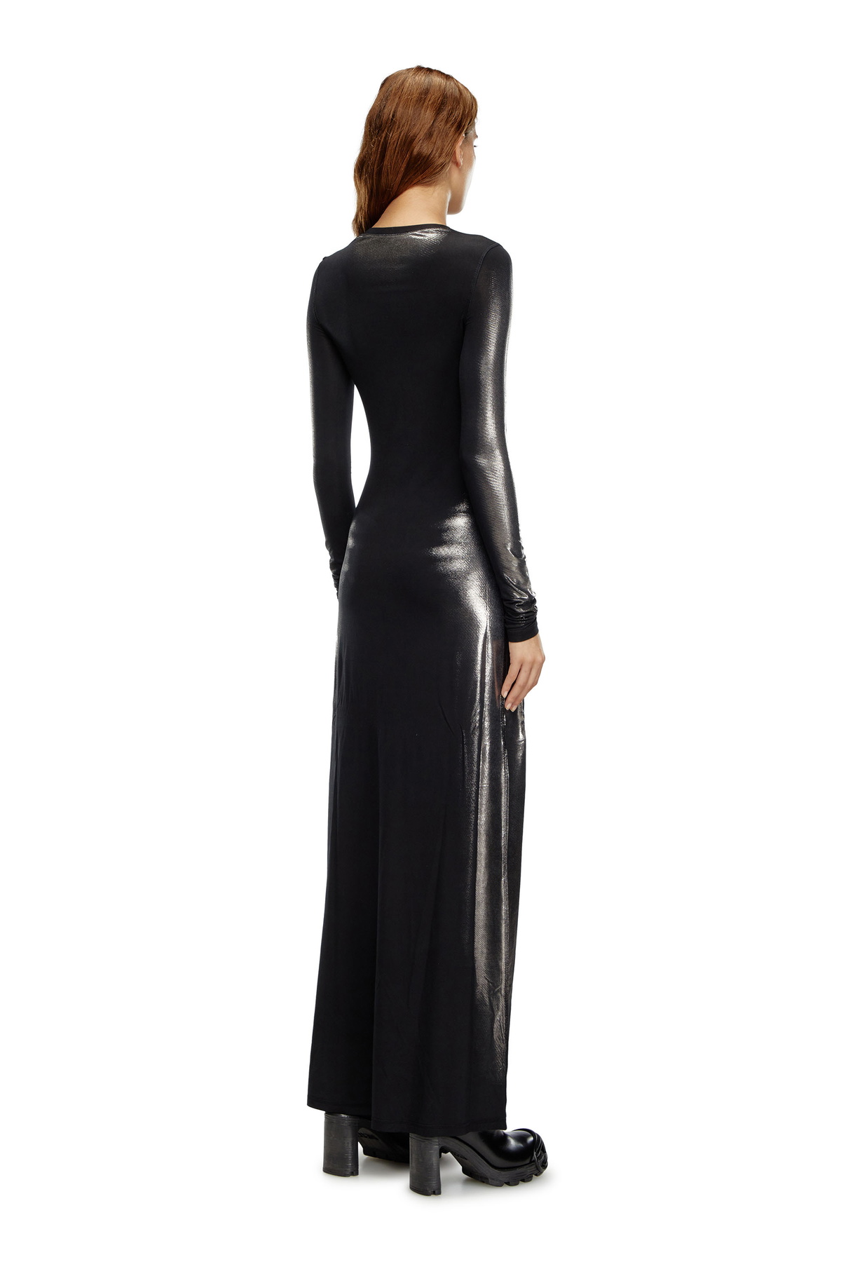 Diesel Long dress in metallic stretch jersey - Dresses Womens in Black Diesel Diesel Long dress in metallic stretch jersey - Dresses Womens in Black Diesel