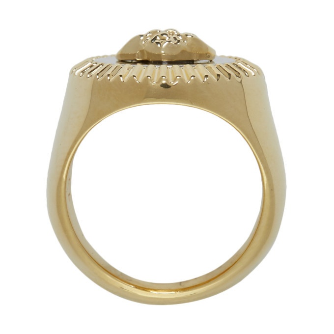 officieel Luidruchtig Bourgondië Versace Gold and Silver Guilloche Medusa Ring Versace