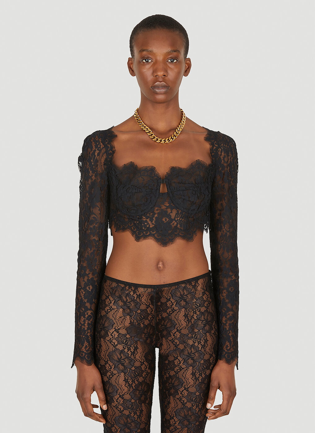 Cropped Lace Bustier in Black Dolce & Gabbana
