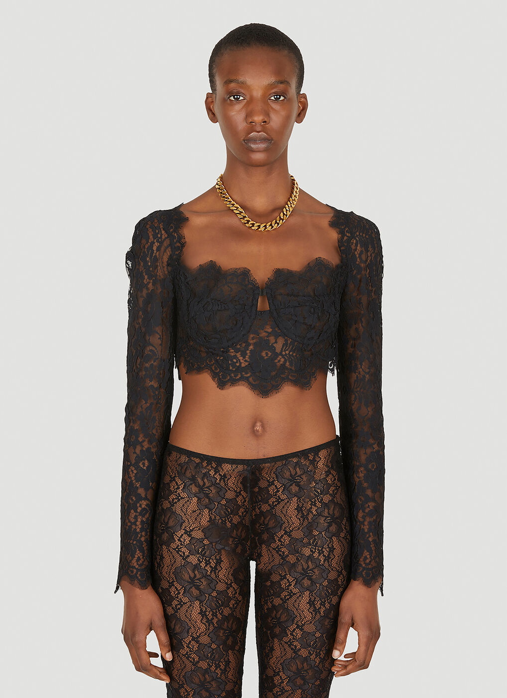 Dolce & Gabbana Black Floral Lace Bustier Cropped Corset Top S Dolce &  Gabbana