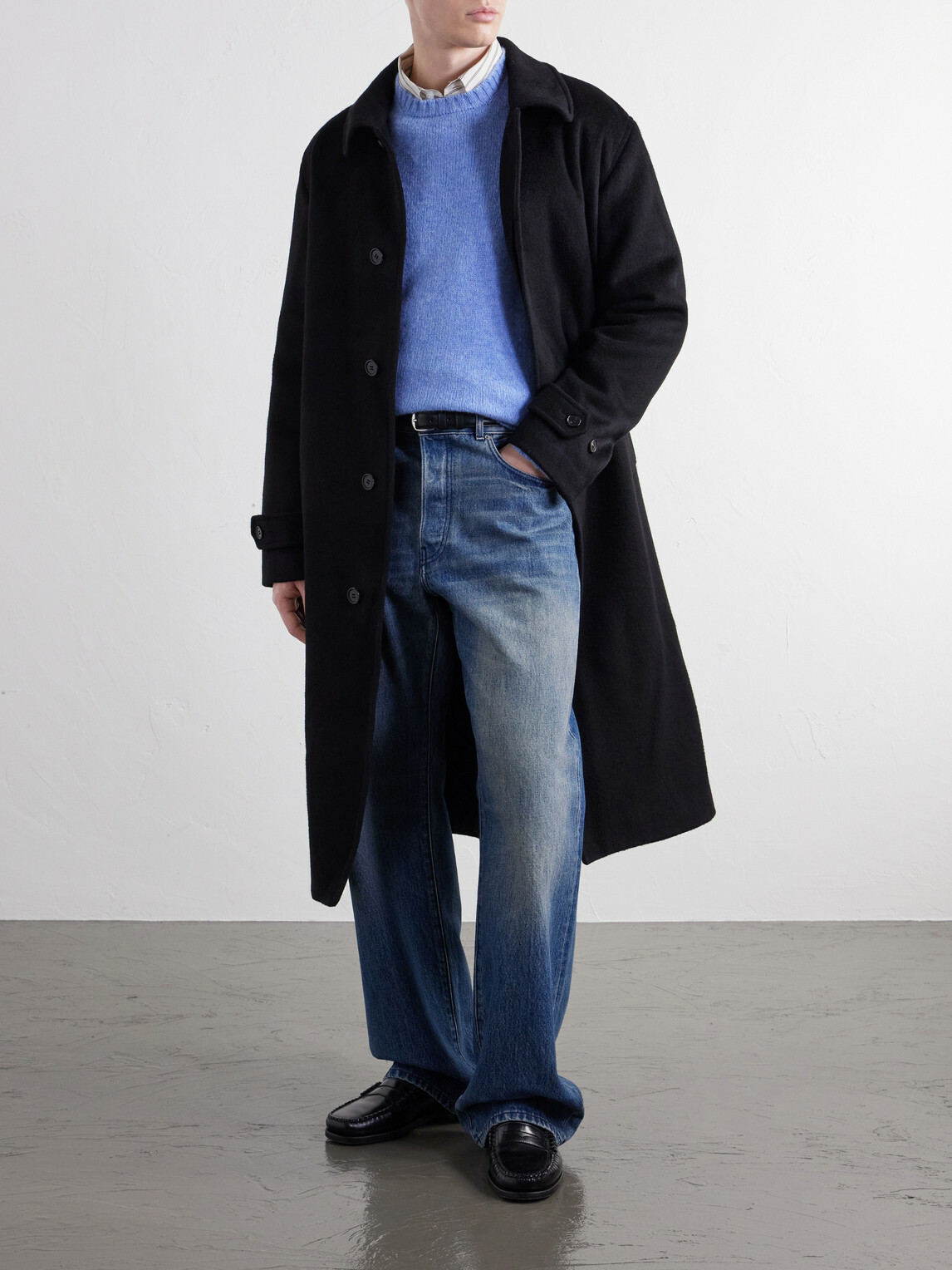 NN07 - Gibson 80040 Brushed Woven Wool-Blend Coat - Black