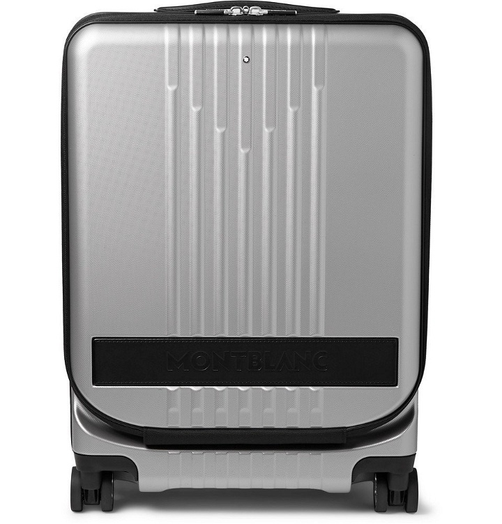 Photo: Montblanc - #MY4810 Cabin Trolley 55cm Leather-Trimmed Polycarbonate Suitcase - Silver