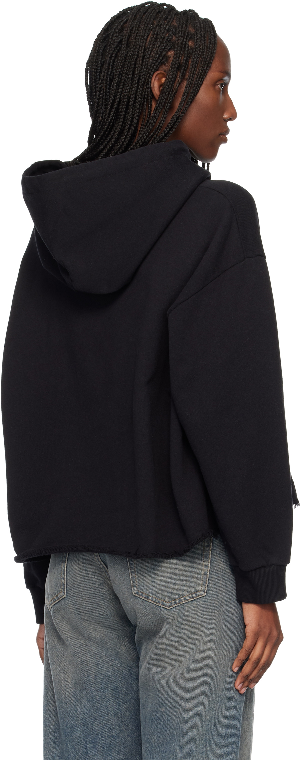 MM6 Maison Margiela Black Unbrushed Cotton Hoodie