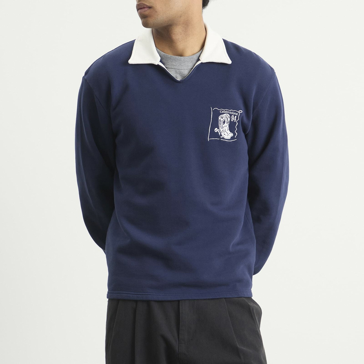 Palmes Men's Boot Open Rugby Shirt in Navy