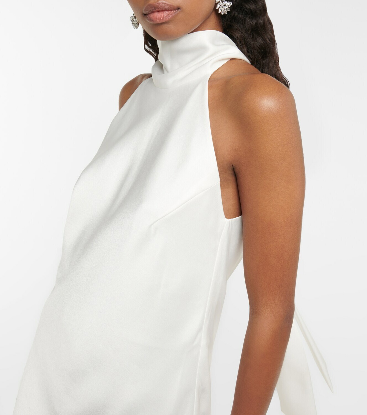 galvan satin tie halter neck dress