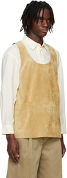 System Beige Velvet Tank Top