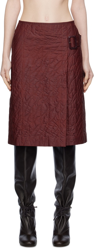 Photo: UMBER POSTPAST Brown Garment-Dyed Midi Skirt