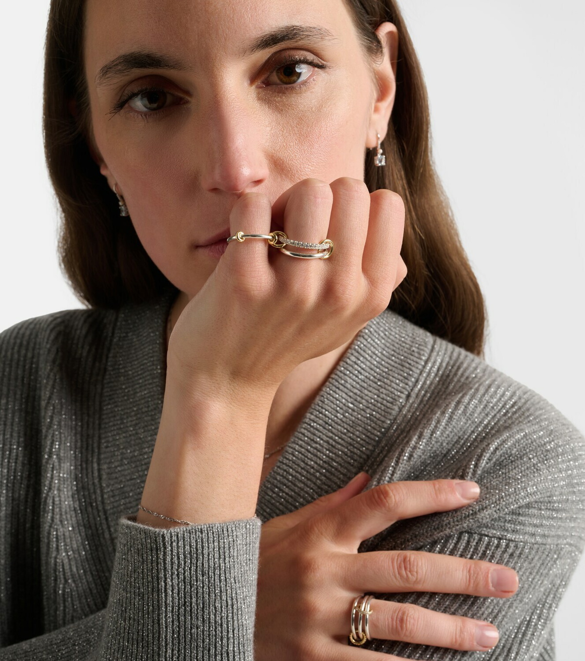 Spinelli Kilcollin Raneth 925 sterling silver and 18kt gold ring with diamonds
