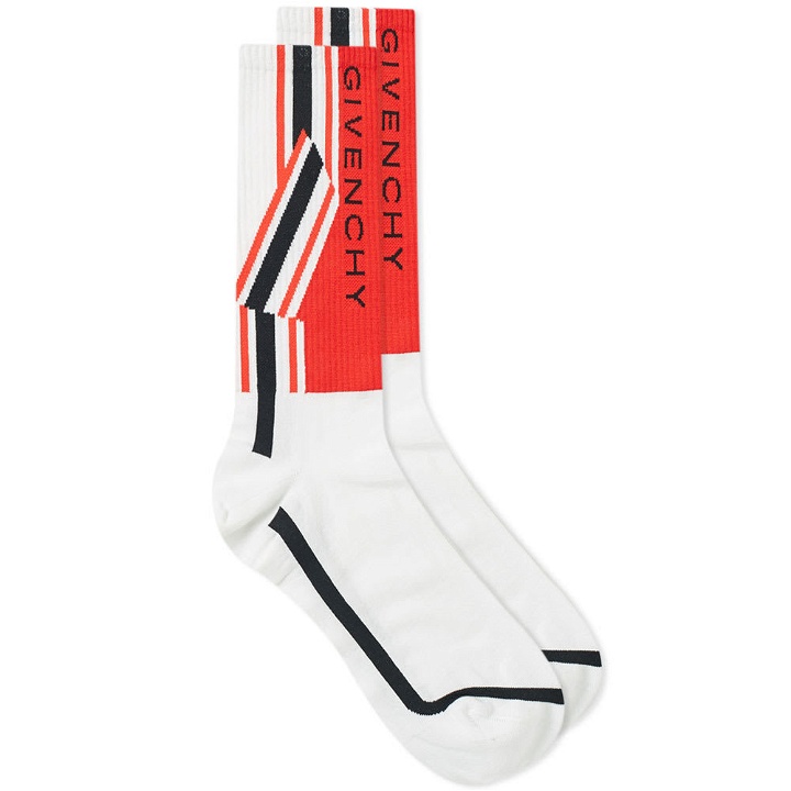 Photo: Givenchy Vertical Logo Distorted Stripe Sock