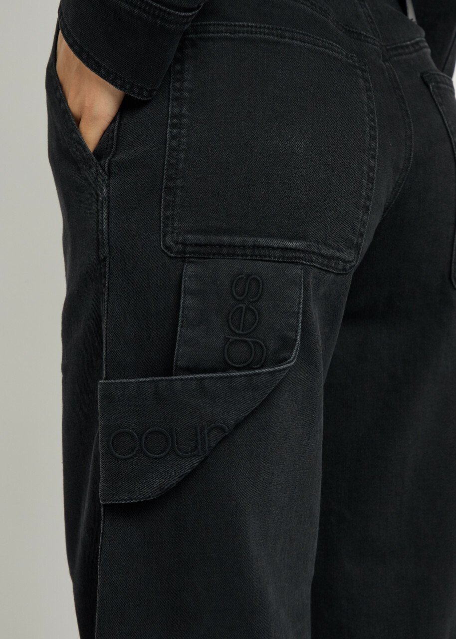 Courrèges Hammer Logo-embroidered Wide-leg Jeans Black