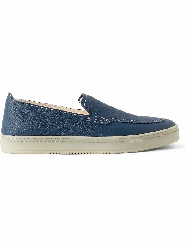 Photo: Berluti - Eden Scritto Full-Grain Leather Loafers - Blue