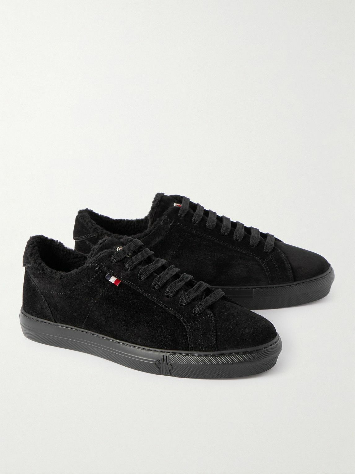 Moncler - New Monaco Shearling-Lined Suede Sneakers - Black Moncler