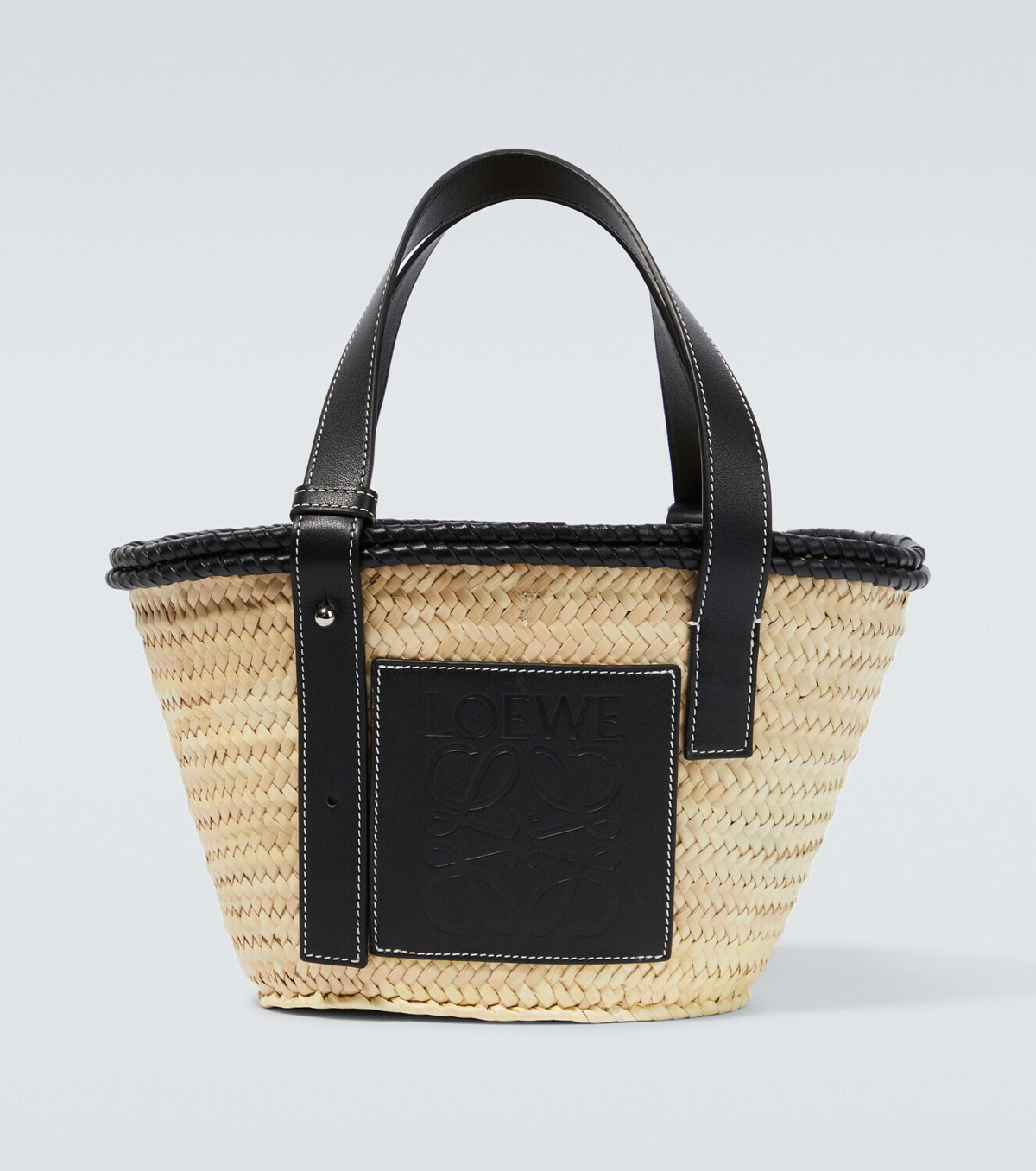 Mini Raffia Basket Bag in Black - Loewe