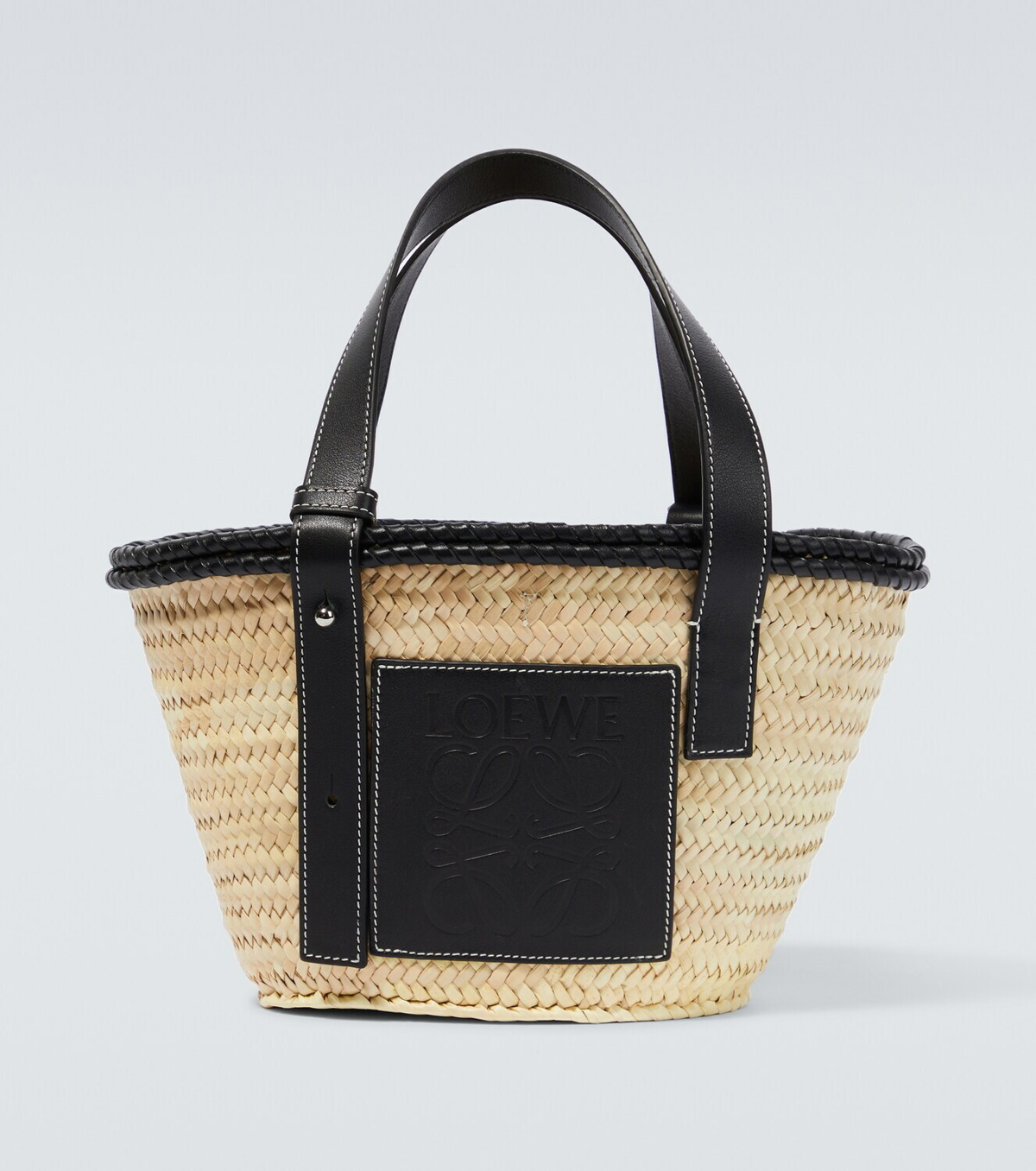 Loewe Paula's Ibiza Fold Shopper Raffia Tote Bag in Black